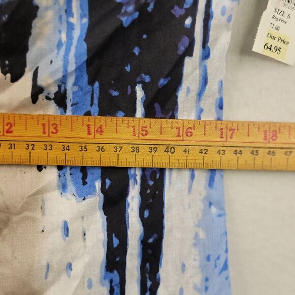 FDJ French Dressing Jeans Womens Button-Up Shirt Size 6 Blue Beige Abstract - Picture 16 of 16